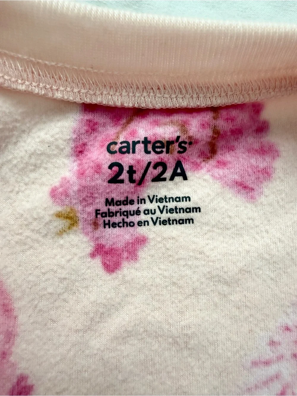 Carters Girls Fleece Bodysuit Pajamas | Pink with Chickens Print | 2T / 2A